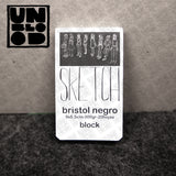 Block bristol papel negro de 300g, 9.5x5cm y 20h.
